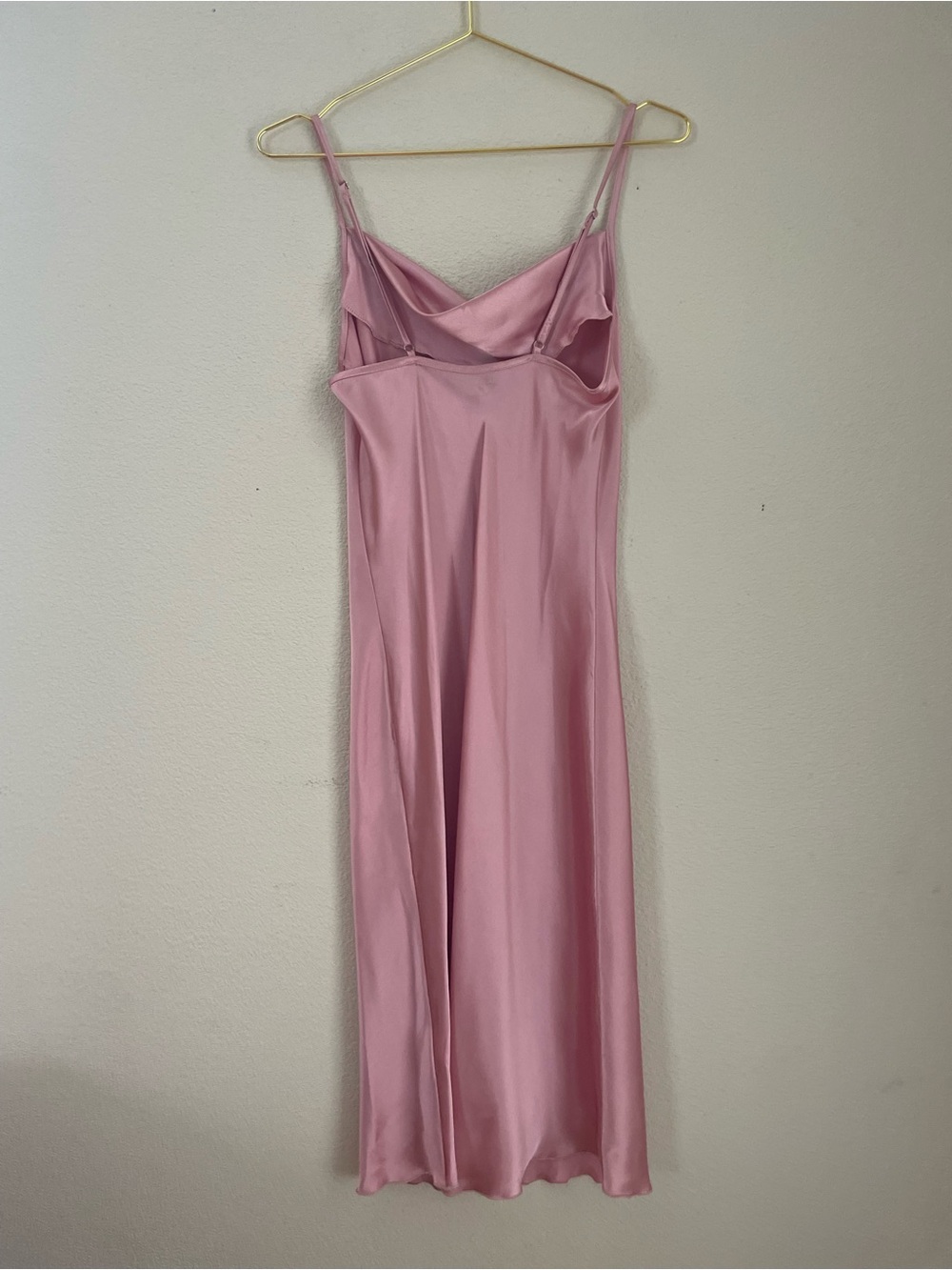 bebe Pink Satin Slip Dress with Cowl Neck - Picture 3 of 3